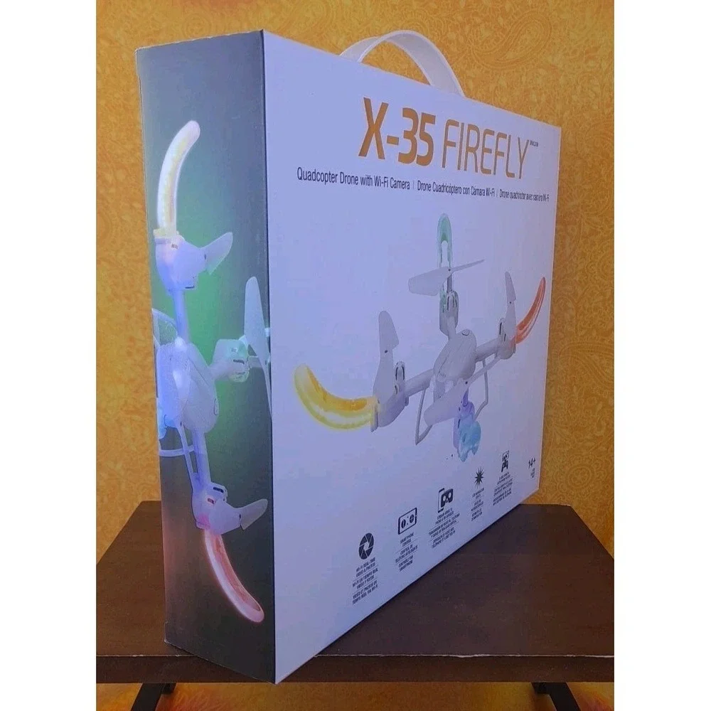 X-35 Firefly Quadcopter White Drone Wi-Fi Camera &‎ LED Lights DRWL335W